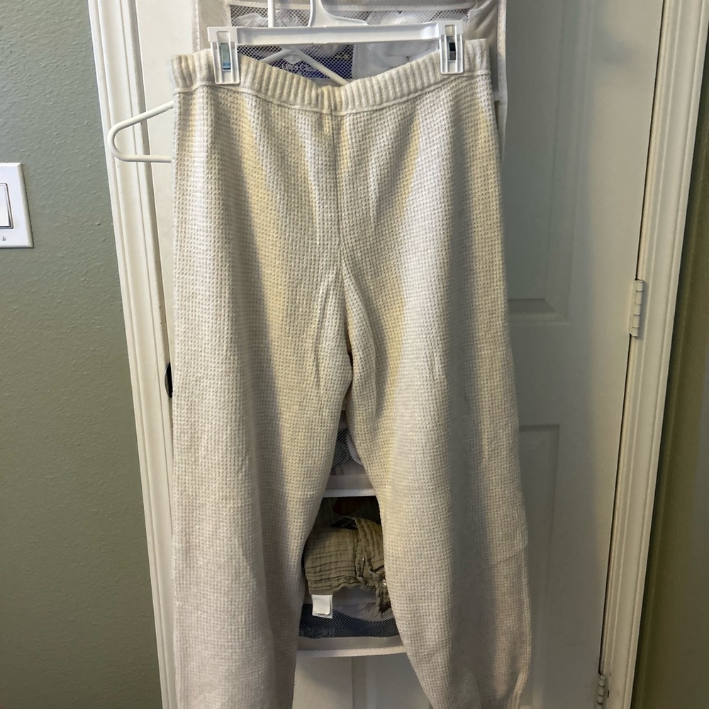 Aerie Cream Knit Drawstring Jogger Pants - Picture 4 of 5
